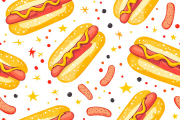 Hot dog seamless pattern.