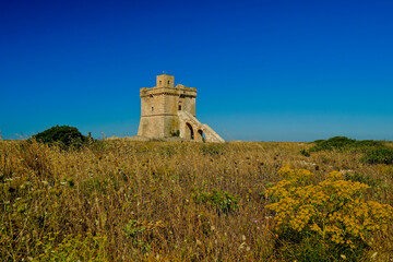 Torre Squillace, la struttura difensiva si affaccia sulla costa ionica del Salento. Lecce, Puglia,...