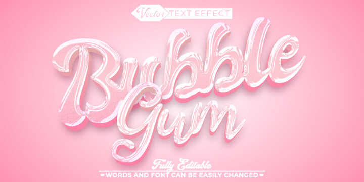 Cartoon Bubblegum Vector Editable Text Effect Template