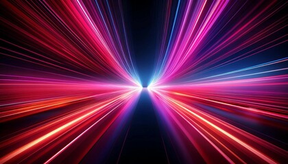 Obraz premium Futuristic Light Speed Trails in Red and Pink Hues