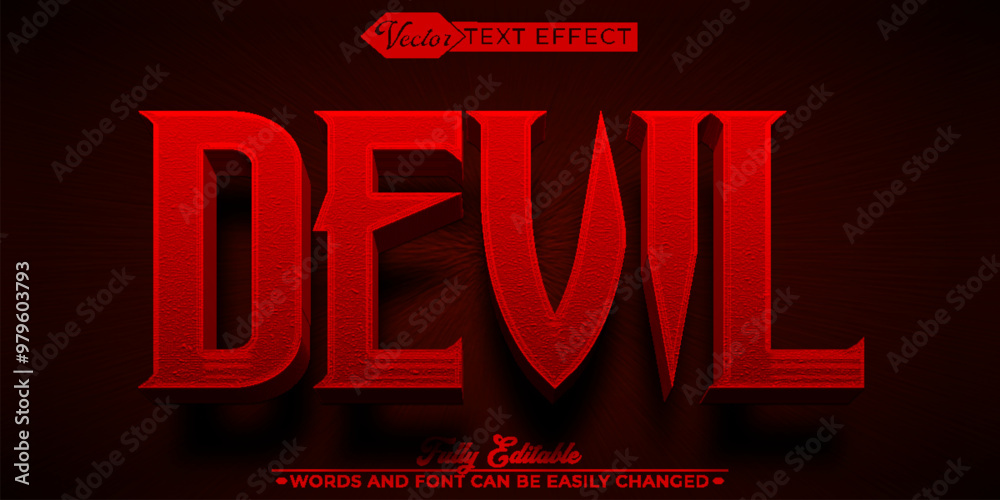 Canvas Prints Medieval Horror Red Devil Vector Editable Text Effect Template