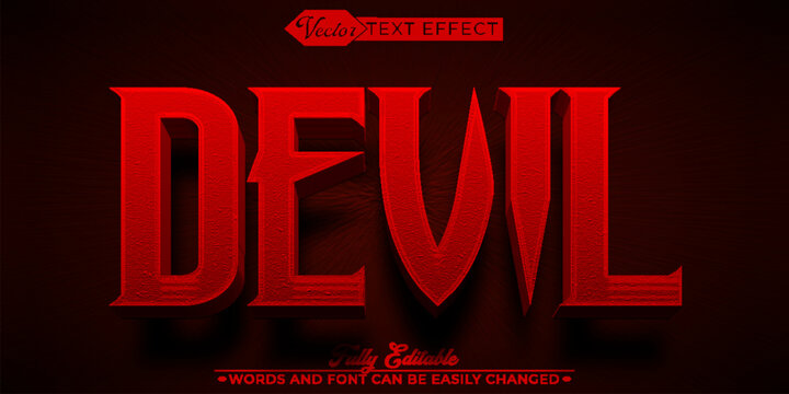 Medieval Horror Red Devil Vector Editable Text Effect Template