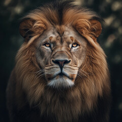 Naklejka premium Realistic depiction of a lion, showcasing detailed and lifelike features