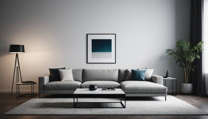 A modern, minimalist living room with a clean and elegant design, a sofa, and a bed, white minimal modern color
