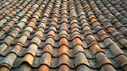 Timeworn roof of the house.