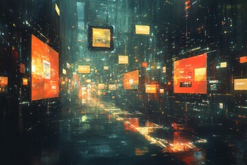 Naklejka premium The Rise of Virtual Stores, E commerce Growth