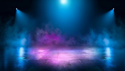 Studio Spotlight with Vibrant Blue and Pink Fog