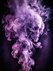 color smoke lile a death or scull silhouette on black background