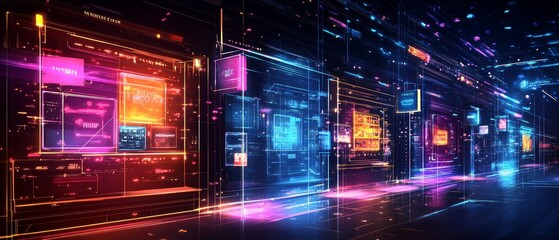 Fototapeta premium The Rise of Virtual Stores, E commerce Growth