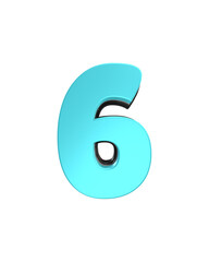 3d blue number 6
