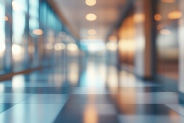 Fototapeta premium Common office building interior theme creative abstract blur background with bokeh effect with generative ai