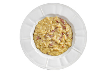 spaetzle egg pasta irregular shape fresh meal food snack on the table copy space food background rustic top view