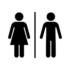 Toilet line icons set. Men and women restroom icon sign right arrow. Disabled wheelchair icon. Vector Illustration