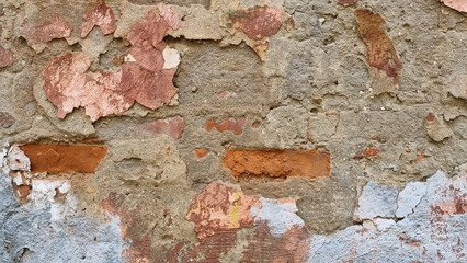 Peeling paint on an old wall. Grunge background for design.Selective focus