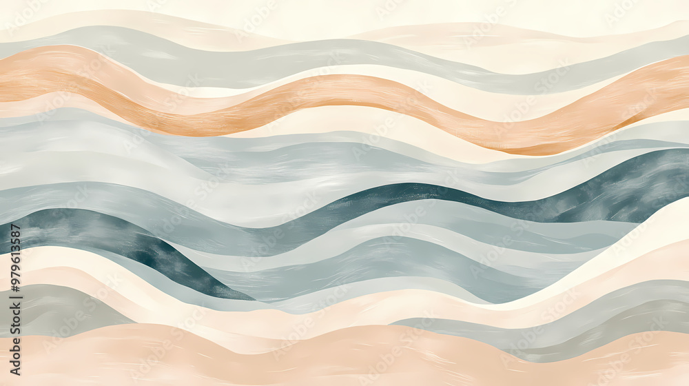 Wall mural Abstract pastel textured waves with earthy color palette. Pastel Palette. Illustration