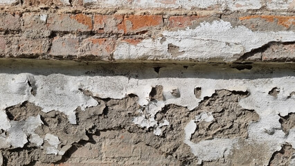 Peeling paint on an old wall. Grunge background for design.Selective focus