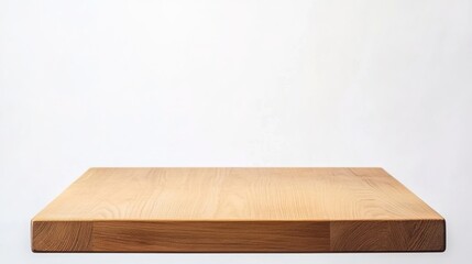 Fototapeta premium Wooden table top on white background, minimalistic and clean surface for product display, furniture design, or interior decor concepts.