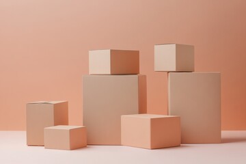 Warehouse Storage: A  Stack of Cardboard Boxes in a well-lit warehouse, showcasing the efficiency of logistics and inventory management.  
