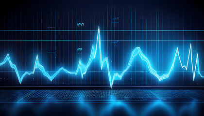 Fototapeta premium graph vital signs like heart rate blood pressure vibrant blue digital monitor
