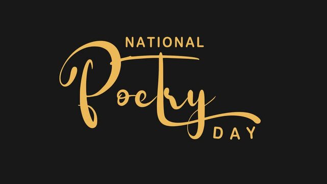 National Poetry Day Text Animation. Great for National Poetry Day Celebrations with transparent background, for banner, social media feed wallpaper stories - Powered by Adobe
