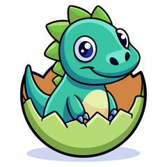 Download Cute Baby Dino In Egg Cartoon Vector Icon Illustration. Eps File For Design.