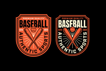 crossed baseball bats with ball retro vintage logo vector design collection set for baseball sport club, tournament, t shirt, merchandise designs