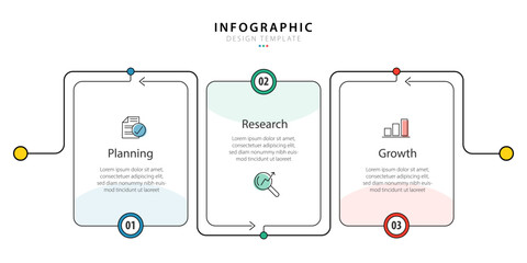 Business infographic template. 3 Step timeline journey. Process diagram, 3 options on white background, Infograph elements vector illustration.