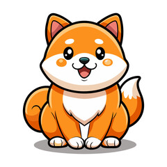 Download Cute Shiba Inu Dog Holding Chubby Cheek Cartoon Vector Icon Illustration Eps File For Design.