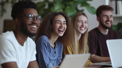 Jovial Young Adults Enjoying a Meeting
