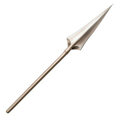 A long, thin, silver spear with a pointed tip