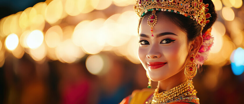 Enchanting Cambodian Apsara Dancer Celebrating Christmas with Graceful Dance in Ornate Attire and Jewelry