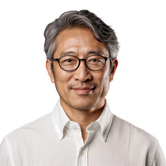 Portrait of a smiling, mature businessman wearing glasses, isolated against a transparent background