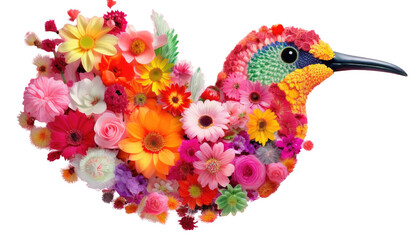 Obraz premium Bird bouquet of flowers isolated on white background 