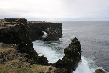 Landschaftsbild auf Island, Landschaft in der Nähe des Svörtuloft Leuchtturms