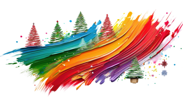 abstract christmas tree with snowflakes isolated on white background 