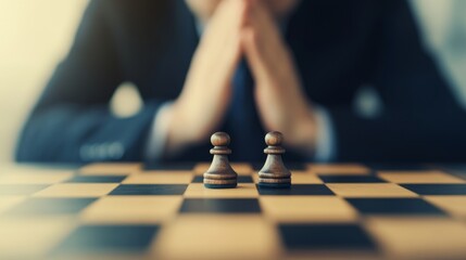 Investor ensnared in intricate chessboard of financial perils. Complex strategic risks in modern investment landscapes and the delicate balance between calculated moves and potential pitfalls.