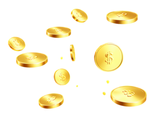 3D_abstract_illustration_of_floating_golden_coins,_in_a_simple_cartoon_style.