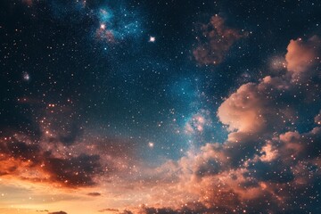 Fototapeta premium Fireworks At Sunset With Starry Sky - Independence / Memorial Day Celebration Concept with generative ai