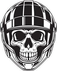 Skull head wearing helmet vector illustration