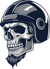 Skull head wearing helmet vector illustration