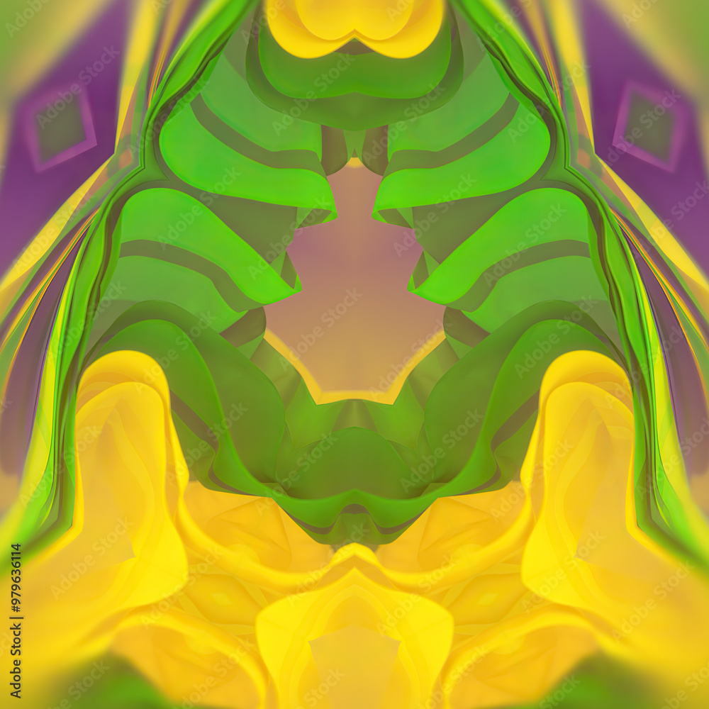 Poster Symmetrical wave background with trendy gradient. 3d rendering illustration