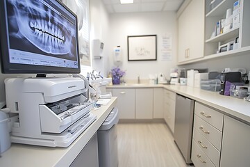 A modern and clean dental office with advanced equipment.