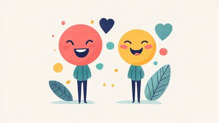 Communication illustration featuring humorous emotions on a flat background