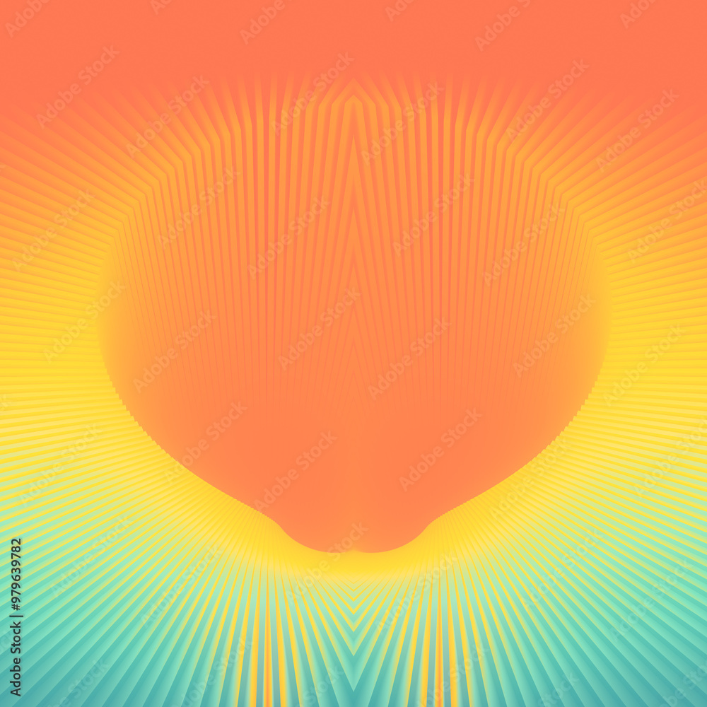 Aufkleber colorful symmetrical composition of stripes with orange-green gradient. 3d rendering digital illustr