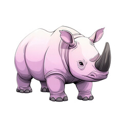Obraz premium A cute and stylized illustration of a pink rhinoceros, perfect for children's books and educational materials.