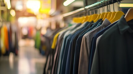 Colorful Clothing Rack in Fashionable Retail Store