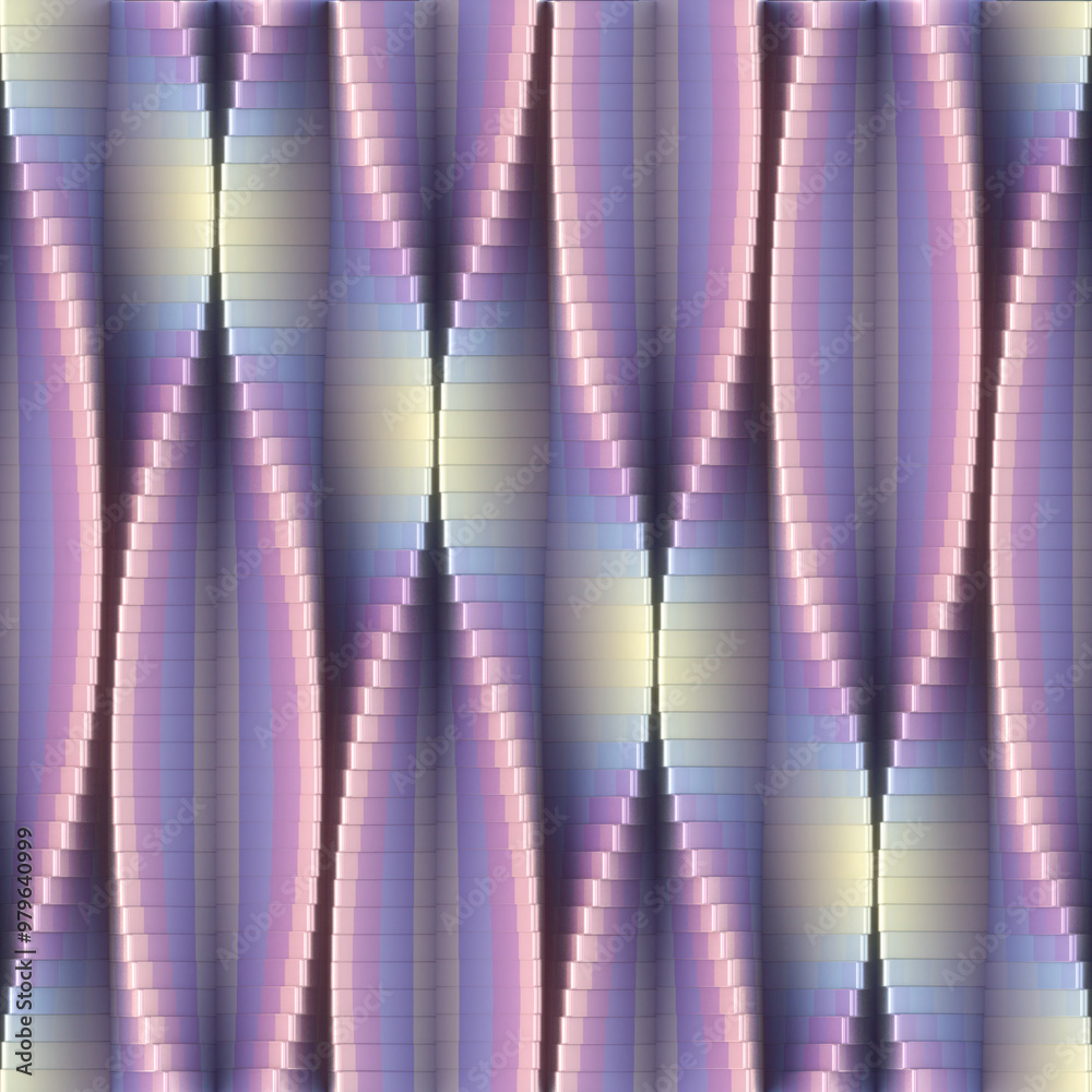Poster Illustration of a wave pattern with a pastel gradient. 3d rendering