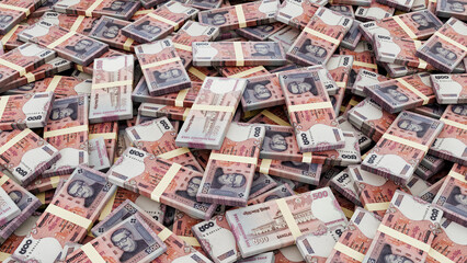 Pile of Bangladesh Currency Bundle-Stack of 500 Taka Notes, High-Resolution Currency Photo.