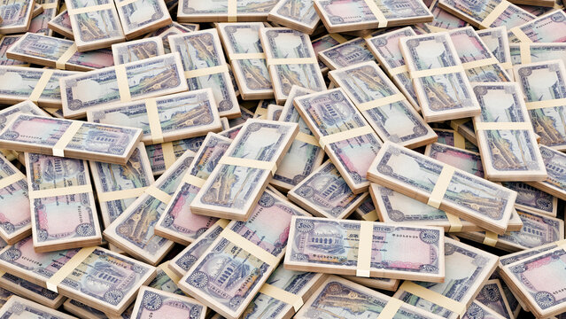 Pile of Bangladesh Currency Bundle-Stack of 100 Taka Notes, High-Resolution Currency Photo.