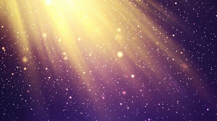 Falling stars on a violet and yellow halftone blurred backdrop enhanced by spotlighting and vignette effects create a mysterious nighttime illustration